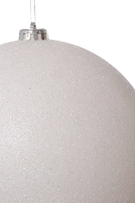 200Mm Glitter Ball Ornament (White)