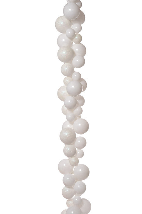 8Ft Shiny/Glitter Ball Garland (White)