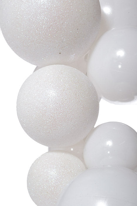 8Ft Shiny/Glitter Ball Garland (White)
