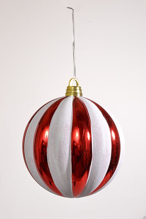 300Mm Shiny Pumpkin With Laser Ornament Red/White