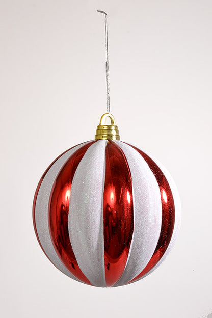 300Mm Shiny Pumpkin With Laser Ornament Red/White