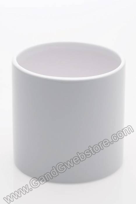4.25" X 4" Ceramic Cercle Pot White