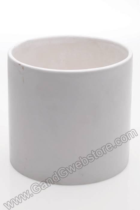 6.25" X 6.5" Ceramic Circle Pot White