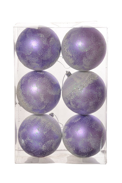 100Mm Matte/Snow/Glitter Ball Ornament (Lavender) Pkg/6
