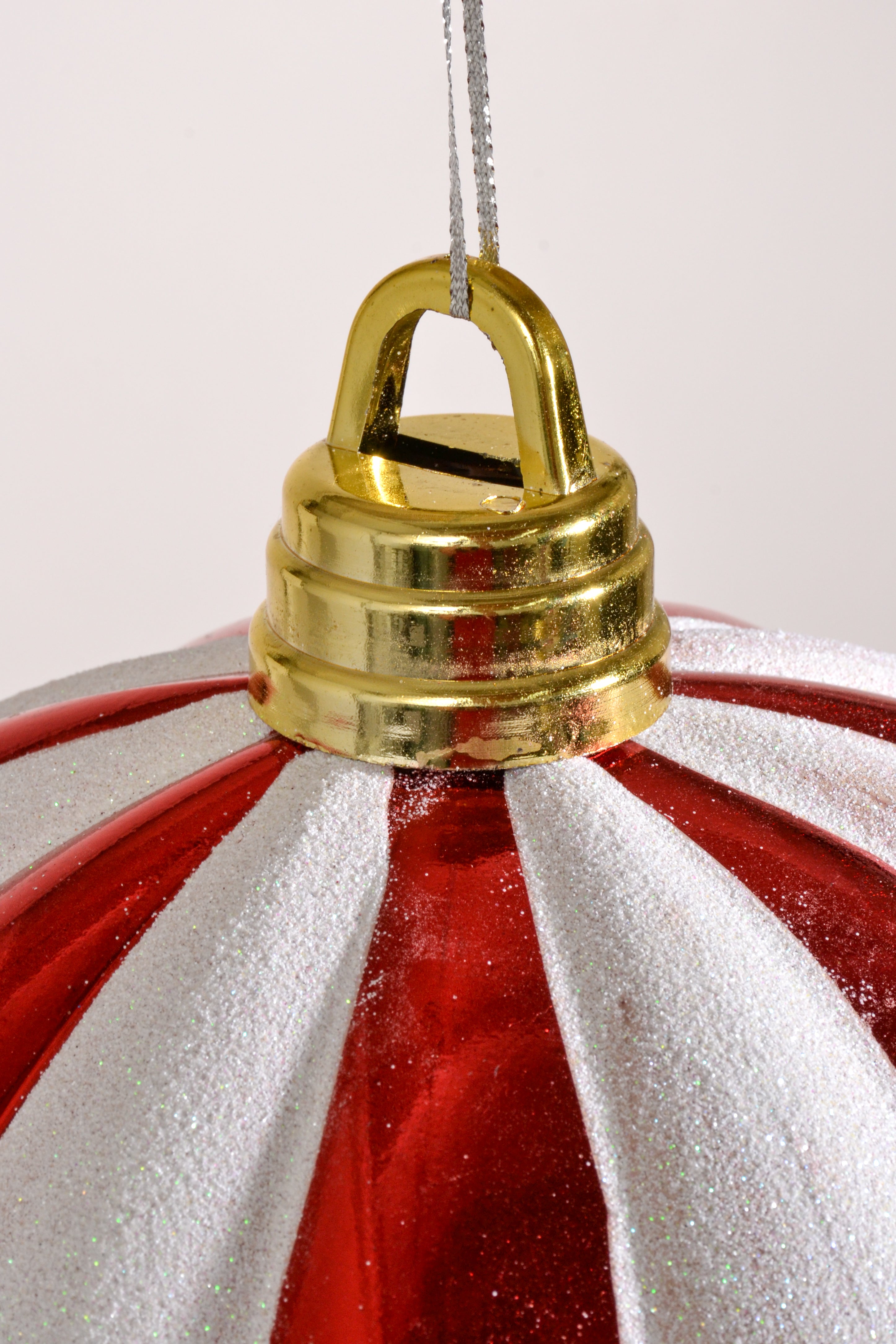 300Mm Shiny Pumpkin With Laser Ornament Red/White