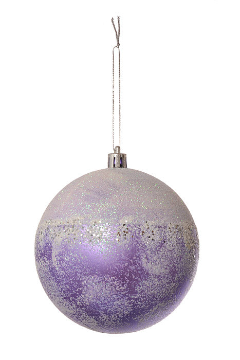 100Mm Matte/Snow/Glitter Ball Ornament (Lavender) Pkg/6