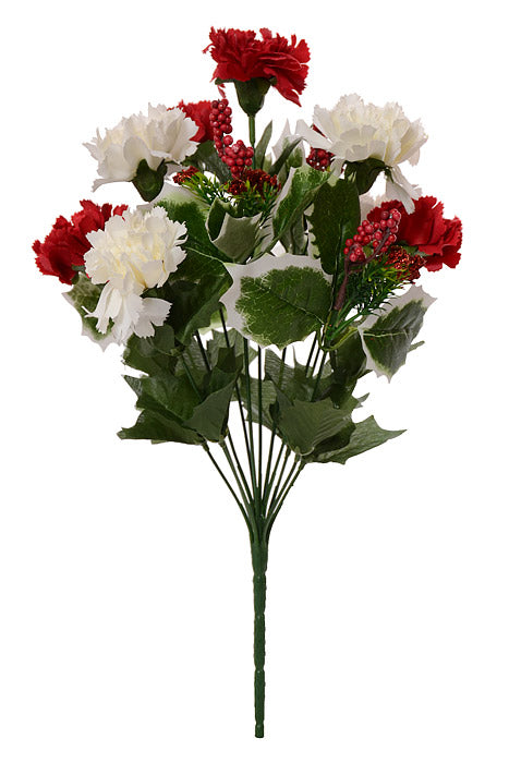 17" Carnation Bush With Berry Red
