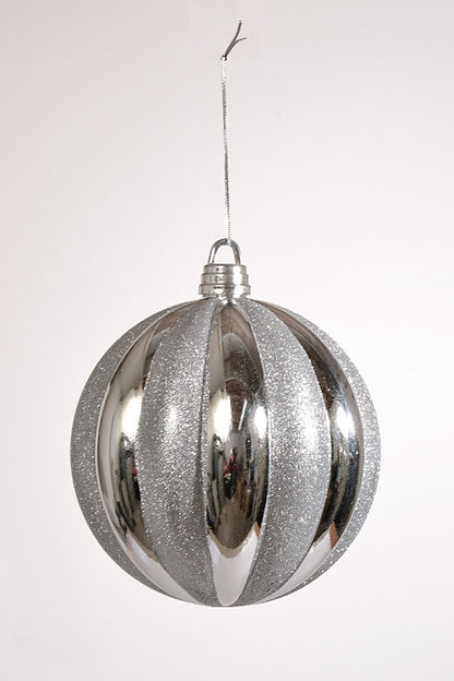 300Mm Shiny Pumpkin Ball With Glitter Ornament Silver
