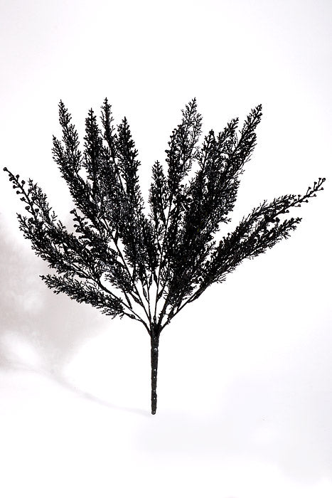 19" Cypress with Glitter Bush Black