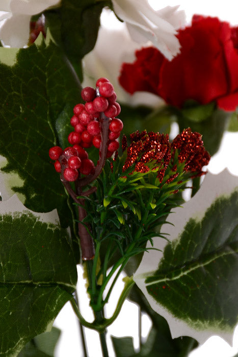 17" Carnation Bush With Berry Red