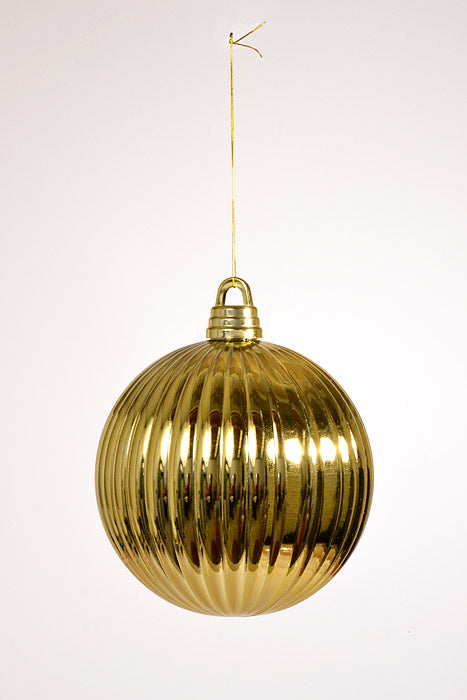 250Mm Shiny Pumpkin Ball Ornament Gold