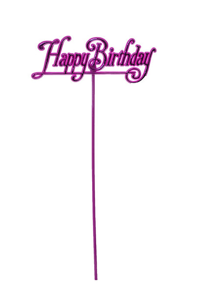 10.5" "Happy Birthday" Pick Fuchsia/Purple/Turquoise/Red Pkg/12