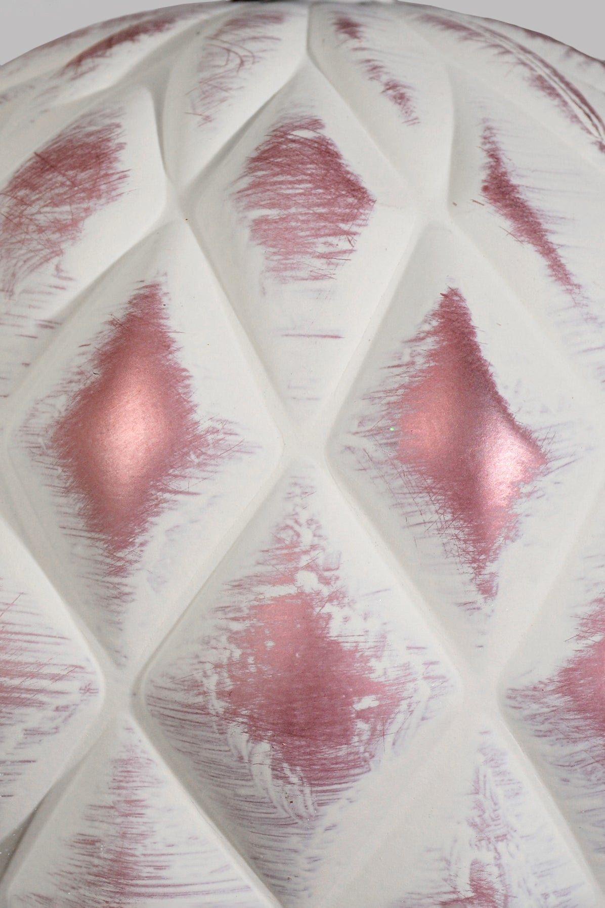 6" Plastic Ornament Pink/White
