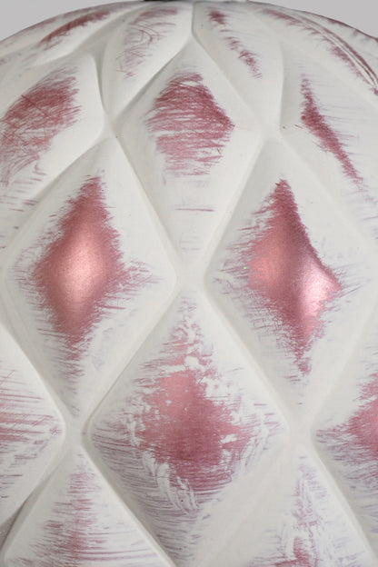 6" Plastic Ornament Pink/White