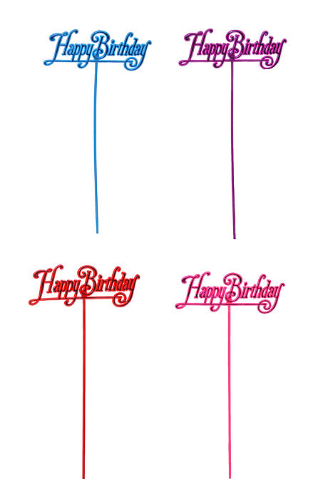 10.5" "Happy Birthday" Pick Fuchsia/Purple/Turquoise/Red Pkg/12