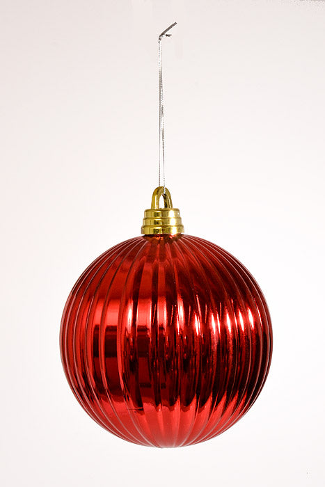 250Mm Shiny Pumpkin Ball Ornament Red
