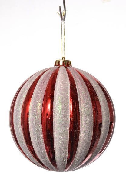 150Mm Shiny Pumpkin With Laser Ornament (Red/White)