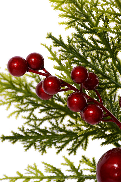 18" Xmas Cypress Pine Ball Red