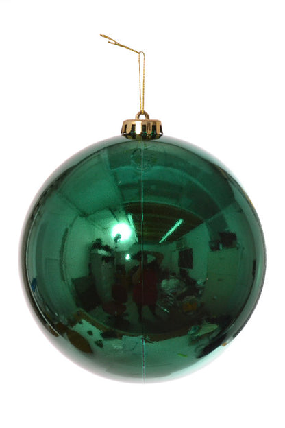 150Mm Shiny Plastic Ball Ornament (Peacock Green)