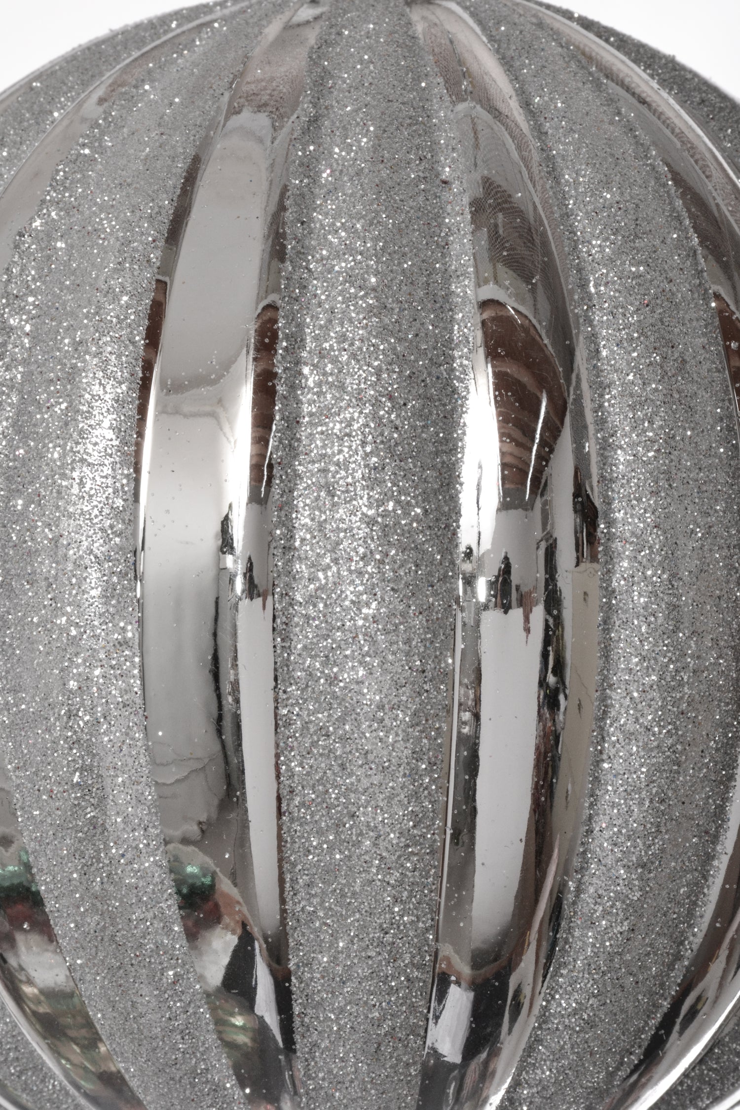 150Mm Shiny Pumpkin With Glitter Ornament (Silver)