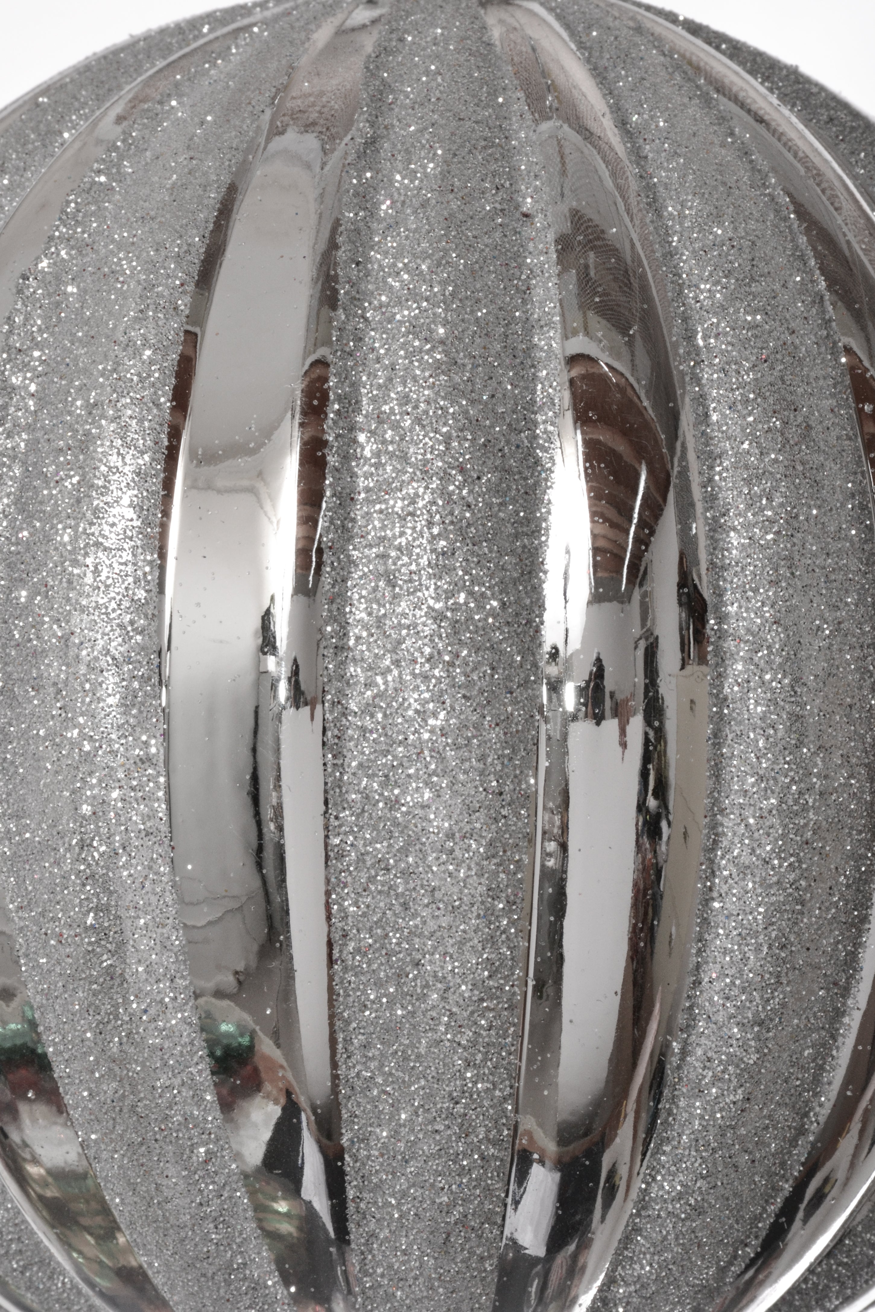 150Mm Shiny Pumpkin With Glitter Ornament (Silver)