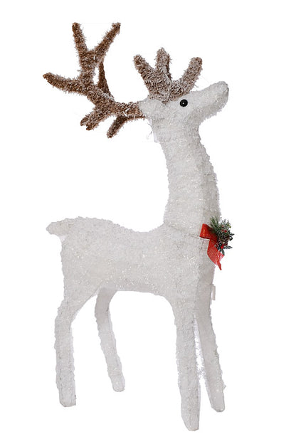 50" Lighted Standing Deer White