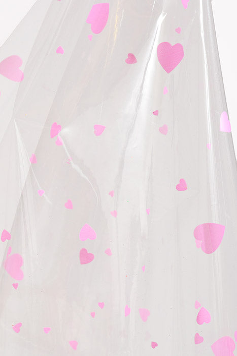30" X 100Ft Hearts Krystal Phane Roll Pink/Clear