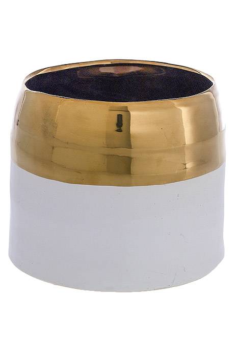 7.5" X 6.25" Claire Pot White/gold