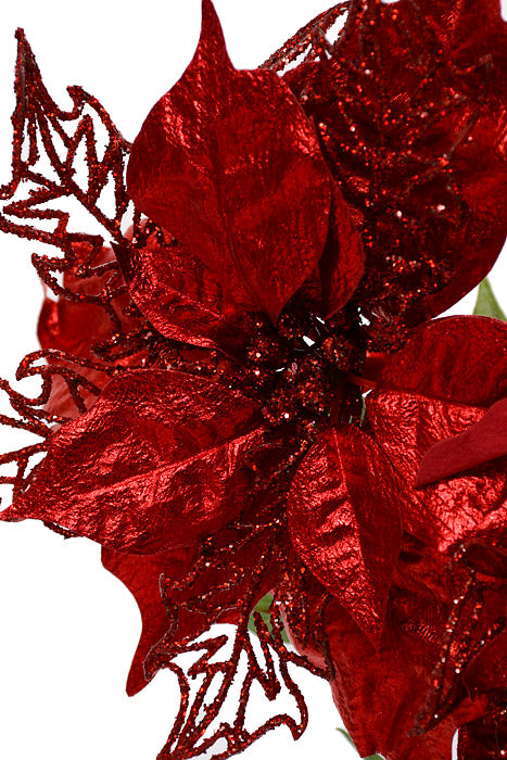 21" Metallic Poinsettia Red