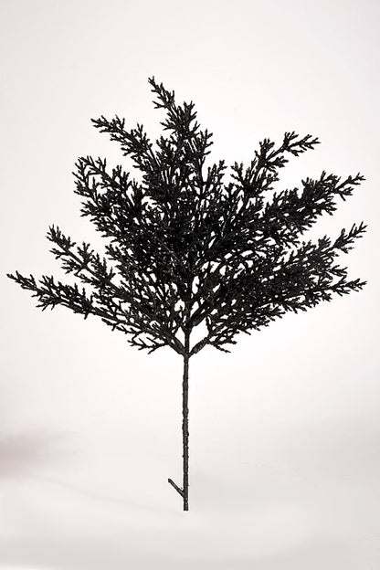 13.5" Cedar Pine Pick with Glitter Black Pkg/6