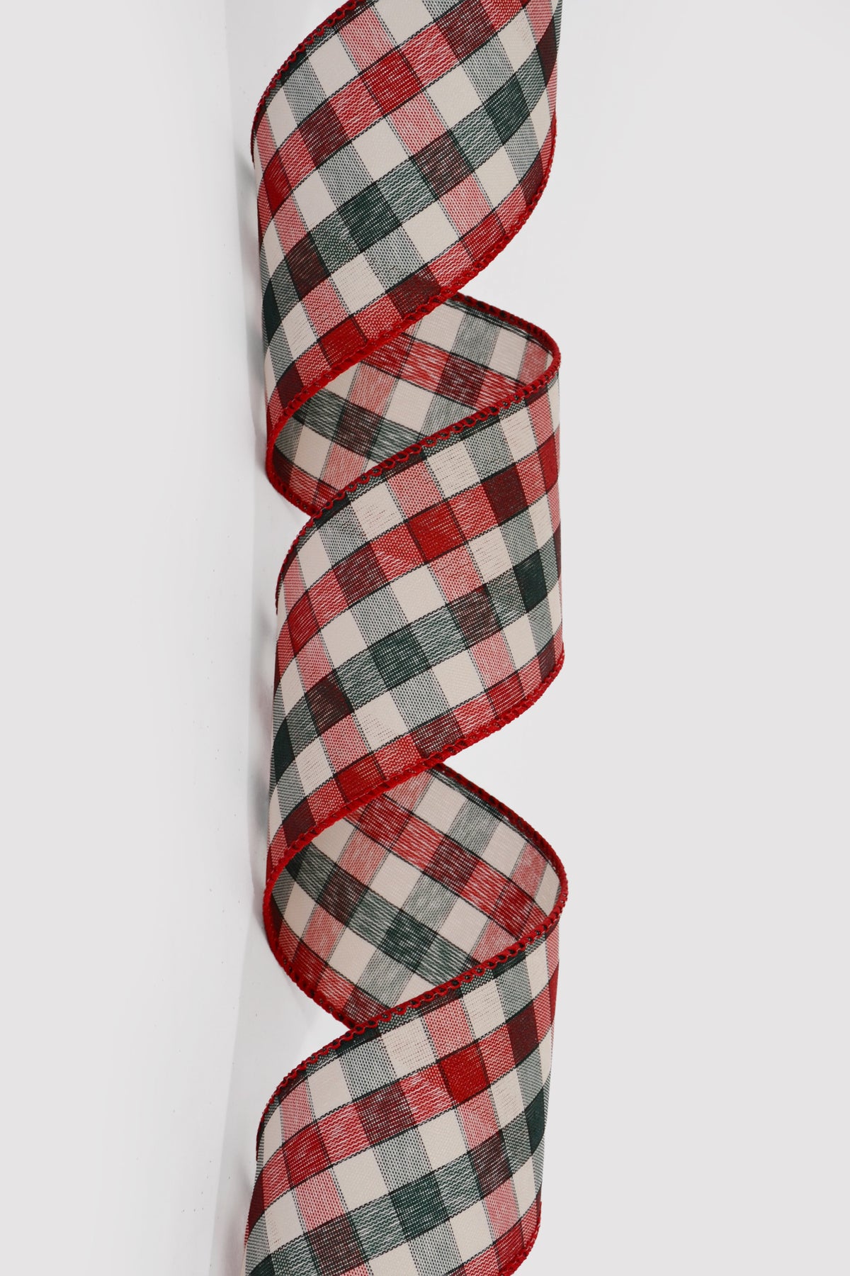 2.5" X 50Yds Wired Check Plaid Ribbon Red/Hunter/Ivory