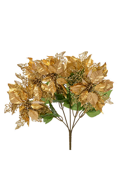 21" Metallic Poinsettia Gold