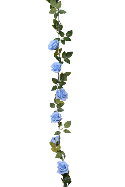 6Ft Silk Rose Garland Blue