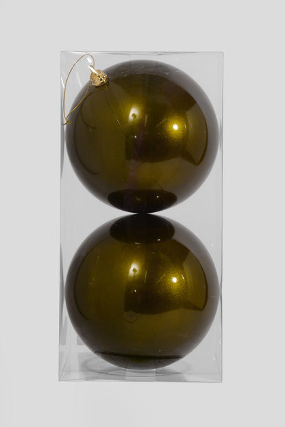 150MM Ornament Ball Dark Lime Green Bx/2