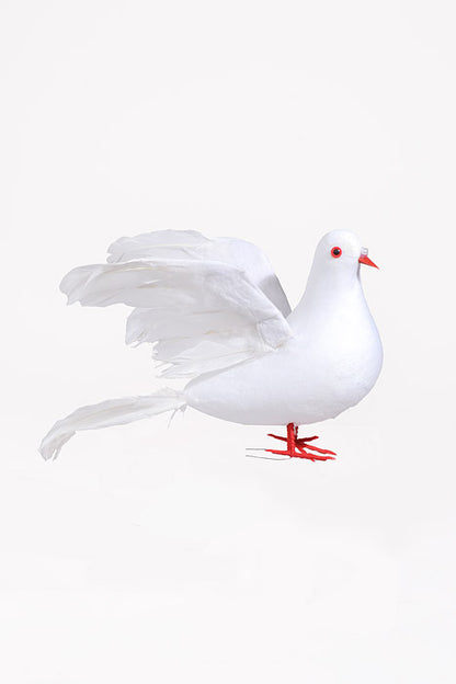 11" Dove With Feather Wing White