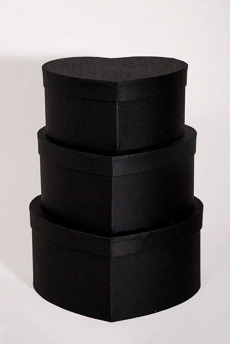 4" / 4.5" / 5.15" Heart Gift Box With Lid Black Set/3