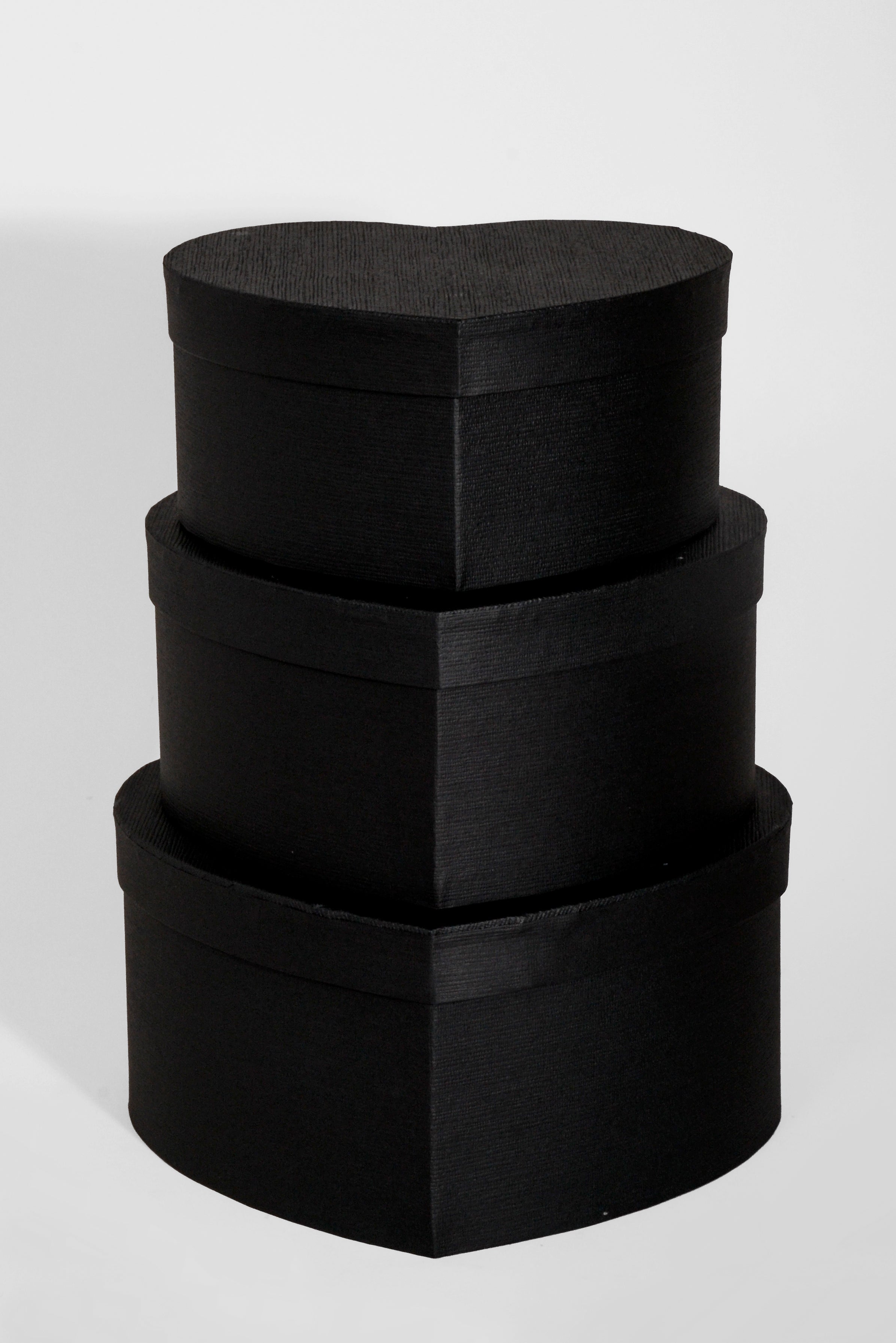 4" / 4.5" / 5.15" Heart Gift Box With Lid Black Set/3