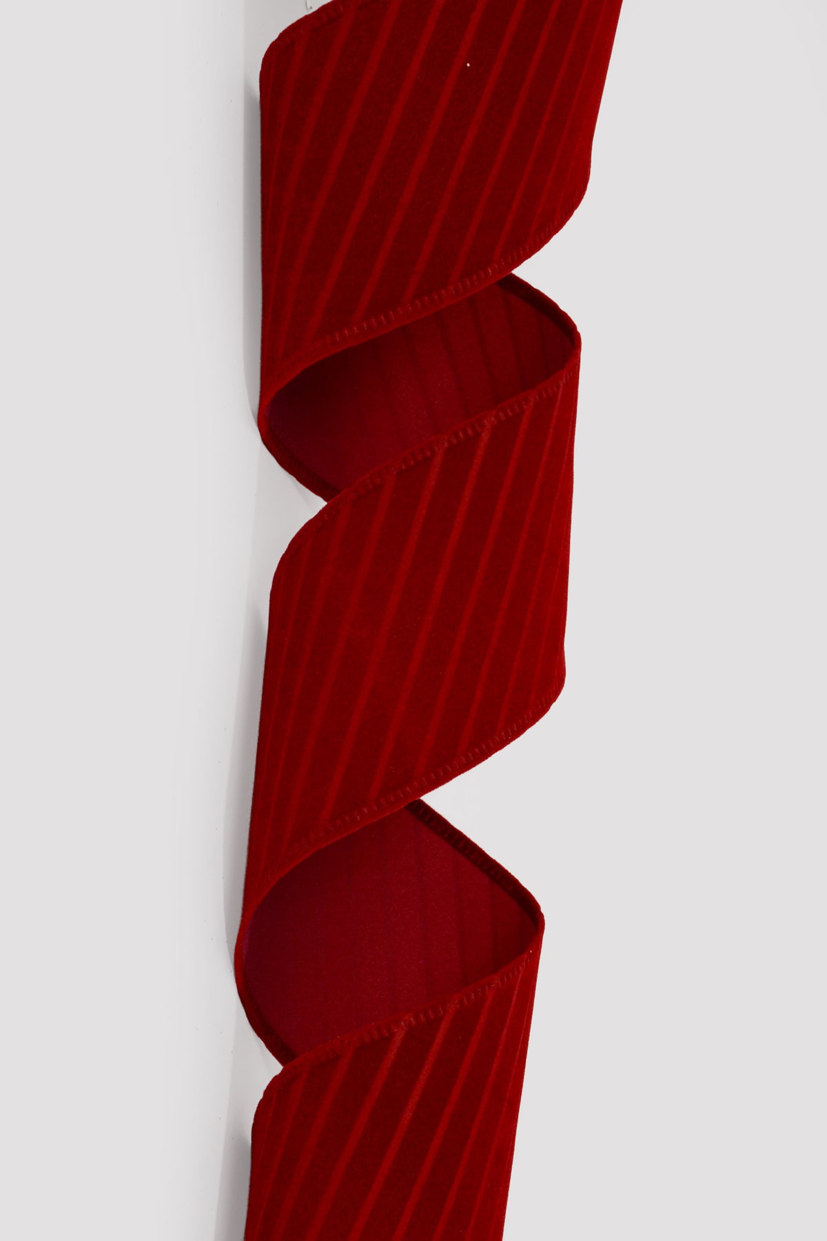2.5" X 10Yds Wired Diagonal Line Velvet Dark Red Ribbon
