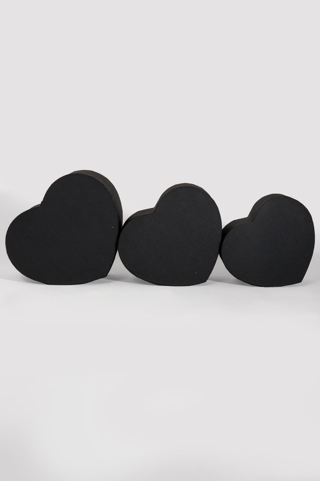 4" / 4.5" / 5.15" Heart Gift Box With Lid Black Set/3