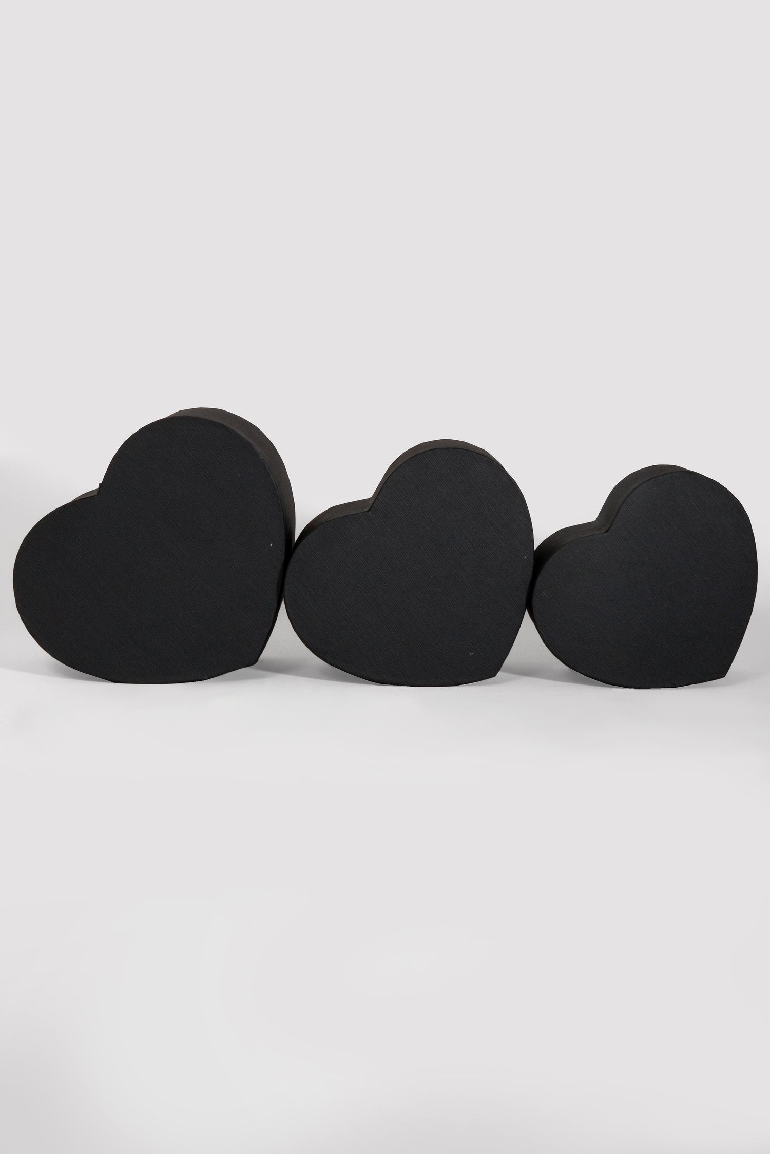 4" / 4.5" / 5.15" Heart Gift Box With Lid Black Set/3