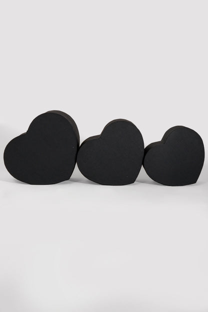 4" / 4.5" / 5.15" Heart Gift Box With Lid Black Set/3
