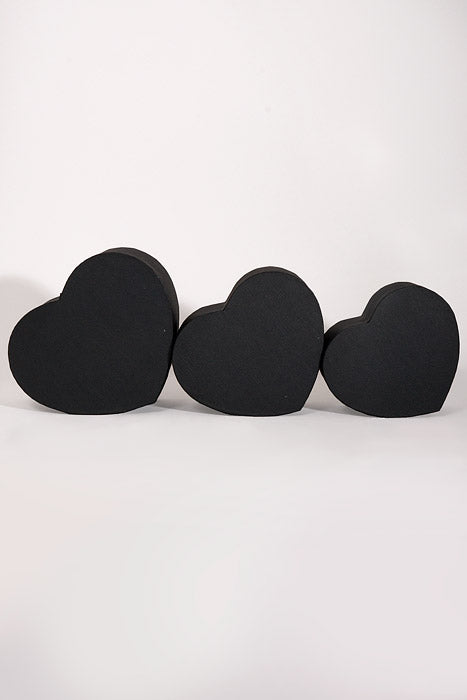 4" / 4.5" / 5.15" Heart Gift Box With Lid Black Set/3