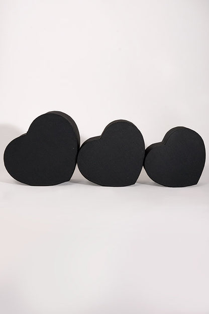 4" / 4.5" / 5.15" Heart Gift Box With Lid Black Set/3