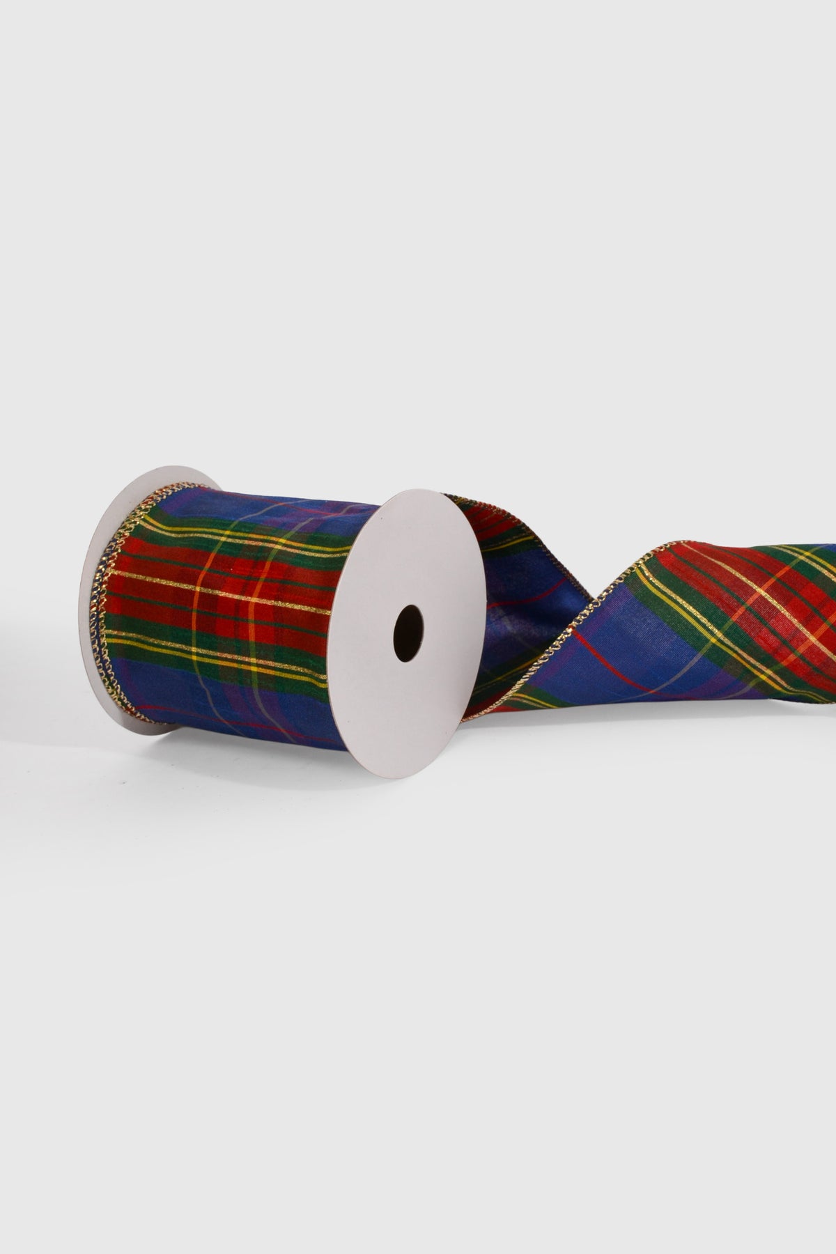4" X 10Yds Wired Faux Dupioni Plaid Ribbon Royal Blue/Green/Red/Yellow