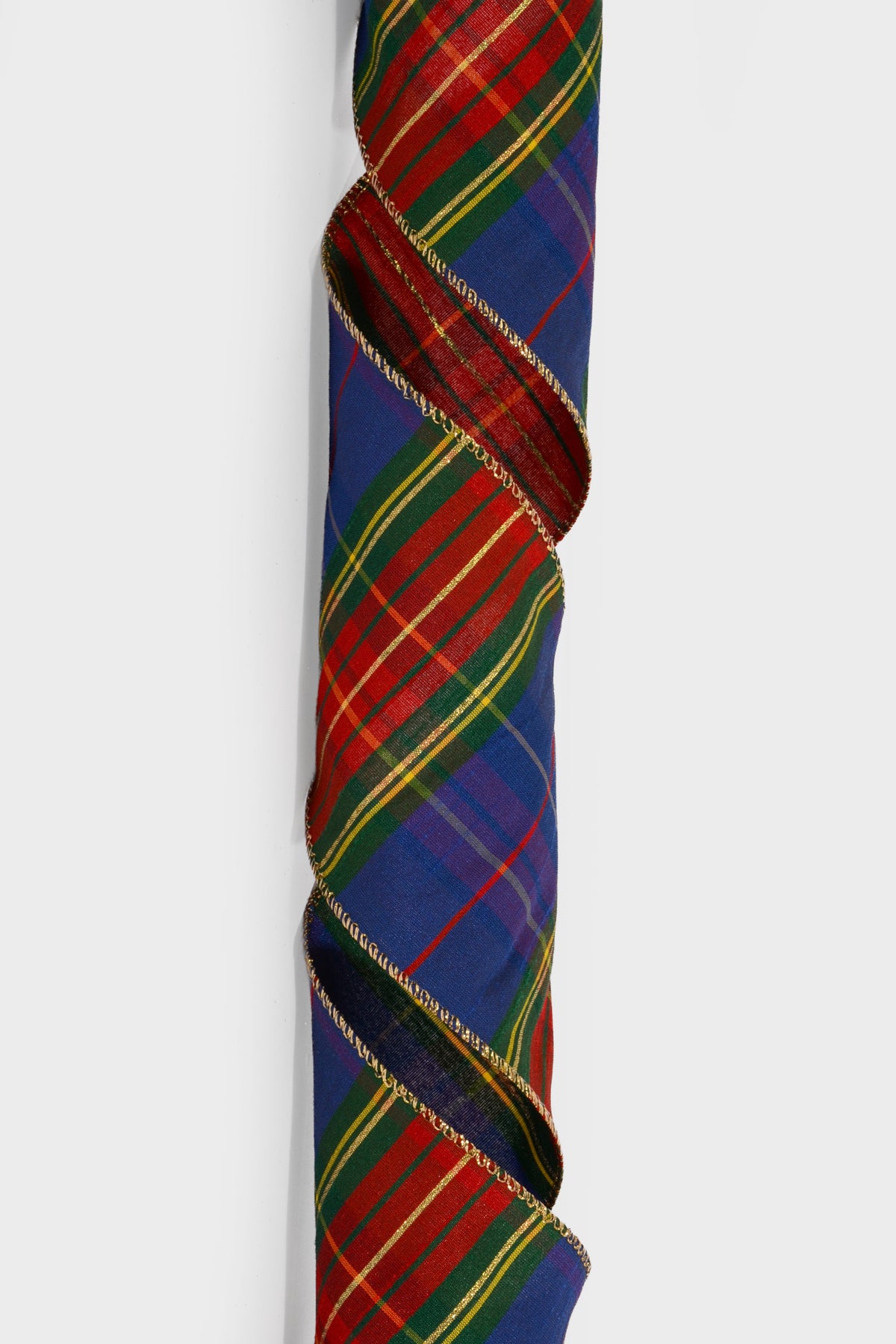 4" X 10Yds Wired Faux Dupioni Plaid Ribbon Royal Blue/Green/Red/Yellow