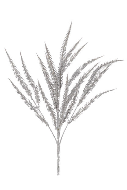 16" Xmas Cattail Bush Silver