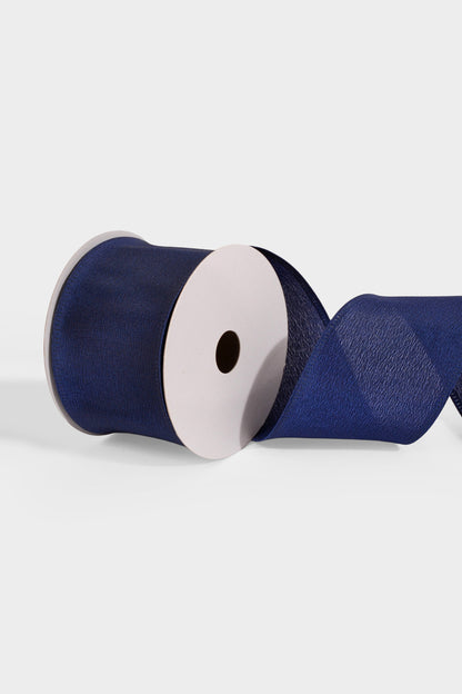2.5" X 10Yds Wired Sheen Satin Navy Ribbon