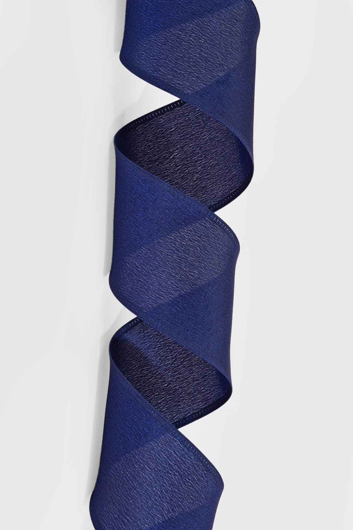 2.5" X 10Yds Wired Sheen Satin Navy Ribbon