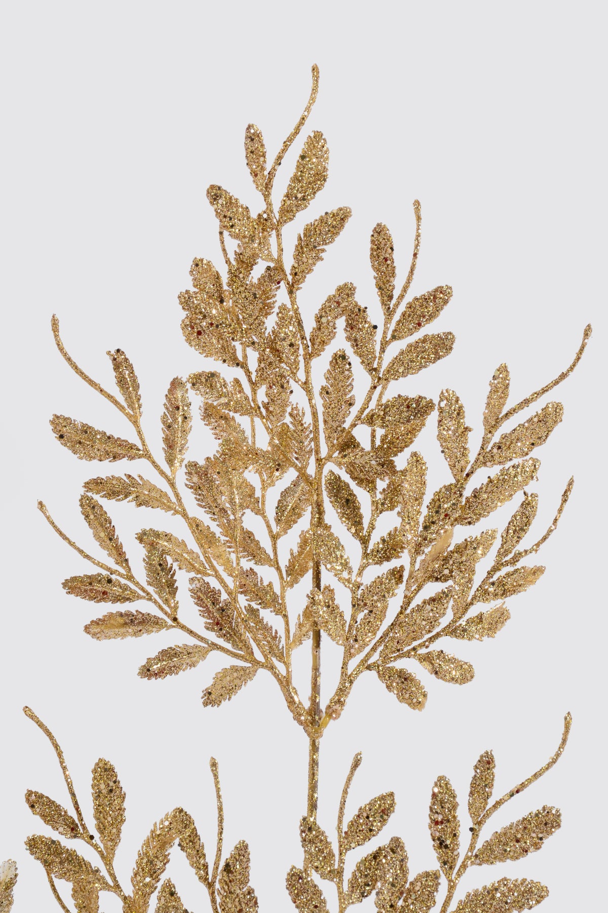 30" Glitter Boxwood Leaf Spray Gold
