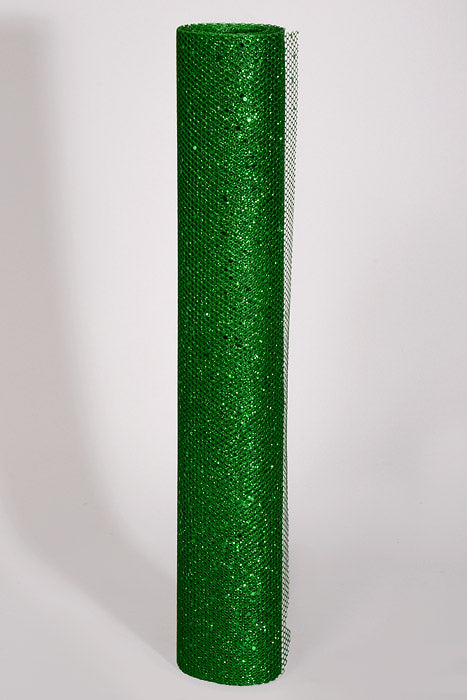 19" X 10Yds Metallic Mesh W/Glitter Green